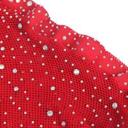 SUBBLIME 952181 BODYSTOCKING DE REJILLA CON GUANTES Y DIAMANTES ROJO TALLA aNICA