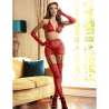 SUBBLIME 952181 BODYSTOCKING DE REJILLA CON GUANTES Y DIAMANTES ROJO TALLA aNICA