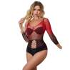 SUBBLIME 952259 BODYSTOCKING DE REJILLA ELSTICO MANGA LARGA DEGRADADO ROJO Y NEGRO TALLA aNICA