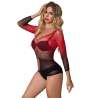 SUBBLIME 952259 BODYSTOCKING DE REJILLA ELSTICO MANGA LARGA DEGRADADO ROJO Y NEGRO TALLA aNICA