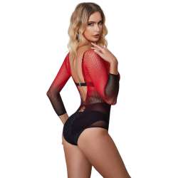 SUBBLIME 952259 BODYSTOCKING DE REJILLA ELSTICO MANGA LARGA DEGRADADO ROJO Y NEGRO TALLA aNICA