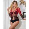 SUBBLIME 952259 BODYSTOCKING DE REJILLA ELSTICO MANGA LARGA DEGRADADO ROJO Y NEGRO TALLA aNICA
