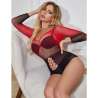 SUBBLIME 952259 BODYSTOCKING DE REJILLA ELSTICO MANGA LARGA DEGRADADO ROJO Y NEGRO TALLA aNICA