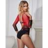 SUBBLIME 952259 BODYSTOCKING DE REJILLA ELSTICO MANGA LARGA DEGRADADO ROJO Y NEGRO TALLA aNICA
