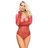 SUBBLIME 952303 BODYSTOCKING DE REJILLA BRILLANTE CON HOMBROS DESCUBIERTOS MANGA LARGA ROJO TALLA aNICA