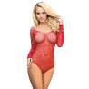 SUBBLIME 952303 BODYSTOCKING DE REJILLA BRILLANTE CON HOMBROS DESCUBIERTOS MANGA LARGA ROJO TALLA aNICA