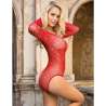 SUBBLIME 952303 BODYSTOCKING DE REJILLA BRILLANTE CON HOMBROS DESCUBIERTOS MANGA LARGA ROJO TALLA aNICA