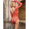 SUBBLIME 952303 BODYSTOCKING DE REJILLA BRILLANTE CON HOMBROS DESCUBIERTOS MANGA LARGA ROJO TALLA aNICA