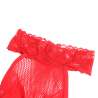 SUBBLIME 952372 BODYSTOCKING CROTCHLESS DE REJILLA Y ENCAJE CON CUELLO ALTO ROJO TALLA aNICA