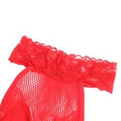 SUBBLIME 952372 BODYSTOCKING CROTCHLESS DE REJILLA Y ENCAJE CON CUELLO ALTO ROJO TALLA aNICA