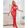 SUBBLIME 952372 BODYSTOCKING CROTCHLESS DE REJILLA Y ENCAJE CON CUELLO ALTO ROJO TALLA aNICA