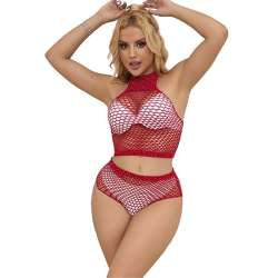 SUBBLIME 952402 BODYSTOCKING CONJUNTO DE REJILLA CON BRILLANTES ROJO TALLA aNICA