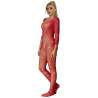 SUBBLIME 952419 BODYSTOCKING DE REJILLA CON DIAMANTES MANGA LARGA ROJO TALLA aNICA