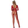 SUBBLIME 952419 BODYSTOCKING DE REJILLA CON DIAMANTES MANGA LARGA ROJO TALLA aNICA