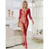 SUBBLIME 952419 BODYSTOCKING DE REJILLA CON DIAMANTES MANGA LARGA ROJO TALLA aNICA