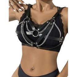 SUBBLIME 953713 CINTURaN DE BONDAGE PUNK HEBILLA METAL NEGRO TALLA aNICA