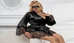 SUBBLIME 953799 PIJAMA ELEGANTE DE ENCAJE TANGA NEGRO S M