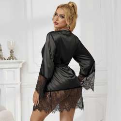 SUBBLIME 953799 PIJAMA ELEGANTE DE ENCAJE TANGA NEGRO S M