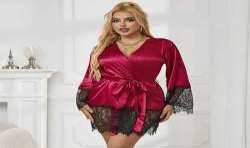 SUBBLIME 953812 PIJAMA ELEGANTE DE ENCAJE TANGA ROJO S M