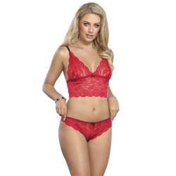 SUBBLIME 953898 CAMISaN DE SEDA Y ENCAJE PANTIES ROJO S M