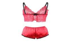SUBBLIME 953898 CAMISaN DE SEDA Y ENCAJE PANTIES ROJO S M