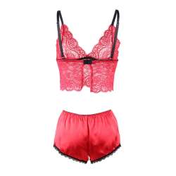 SUBBLIME 953898 CAMISaN DE SEDA Y ENCAJE PANTIES ROJO S M