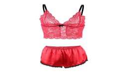 SUBBLIME 953904 CAMISaN DE SEDA Y ENCAJE PANTIES ROJO L XL