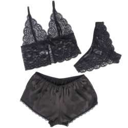SUBBLIME 953928 CAMISaN DE SEDA Y ENCAJE PANTIES NEGRO L XL