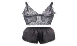 SUBBLIME 953928 CAMISaN DE SEDA Y ENCAJE PANTIES NEGRO L XL