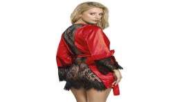 SUBBLIME 954017 CAMISOLA DE ENCAJE ESPALDA TRANSPARENTE TANGA ROJO NEGRO S M