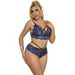SUBBLIME 954062 SUJETADOR PANTIES ENCAJE AZUL S M