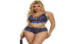 SUBBLIME 954079 SUJETADOR PANTIES ENCAJE AZUL L XL
