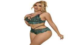 SUBBLIME 954086 SUJETADOR PANTIES ENCAJE VERDE S M