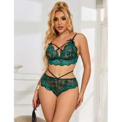 SUBBLIME 954093 SUJETADOR PANTIES ENCAJE VERDE L XL