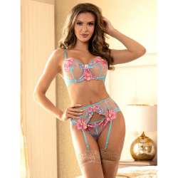 SUBBLIME 954109 SUJETADOR PANTIES CON LIGUERO DISEaO FLORAL AZUL S M