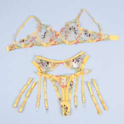 SUBBLIME 954352 SUJETADOR TANGA LIGUEROS DISEaO FLORAL AMARILLO L XL
