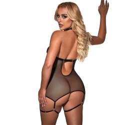 SUBBLIME 954451 VESTIDO SEXY DE REJILLA CUERO NEGRO L XL