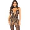 LEG AVENUE BODYSTOCKING CROTCHLESS DE REJILLA NEGRO TALLA aNICA