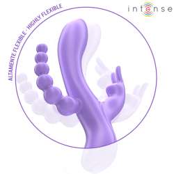 INTENSE MIKO TRIPLE VIBRADOR RABBIT ESTIMULADOR ANAL 7 VIBRACIONES MORADO