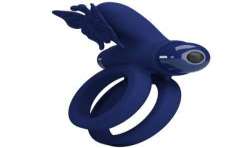 PRETTY LOVE JAMELE DOBLE ANILLO CON VIBRACIaN ESTIMULADOR MARIPOSA AZUL