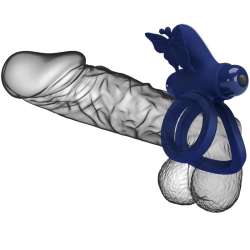 PRETTY LOVE JAMELE DOBLE ANILLO CON VIBRACIaN ESTIMULADOR MARIPOSA AZUL