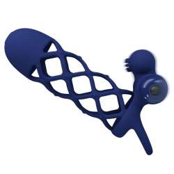 PRETTY LOVE GIANN ANILLO VIBRADOR CON FUNDA DE SILICONA AZUL