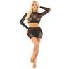 LEG AVENUE TOP FALDA DE REJILLA CON BRILLANTES NEGRO
