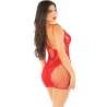 LEG AVENUE MINIVESTIDO DE REJILLA CON TIRANTES ROJO
