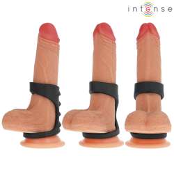 INTENSE THEO ANILLO DOBLE PARA PENE SILICONA NEGRO MODELO 3