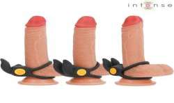 INTENSE SAM ANILLO DOBLE VIBRADOR PENE 10 VIBRACIONES NEGRO