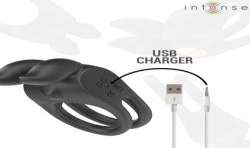 INTENSE SAM ANILLO DOBLE VIBRADOR PENE 10 VIBRACIONES NEGRO