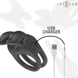 INTENSE SAM ANILLO DOBLE VIBRADOR PENE 10 VIBRACIONES NEGRO