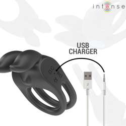 INTENSE SAM ANILLO DOBLE VIBRADOR PENE 10 VIBRACIONES NEGRO