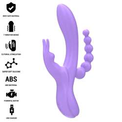 INTENSE MIKO TRIPLE VIBRADOR RABBIT ESTIMULADOR ANAL 7 VIBRACIONES MORADO